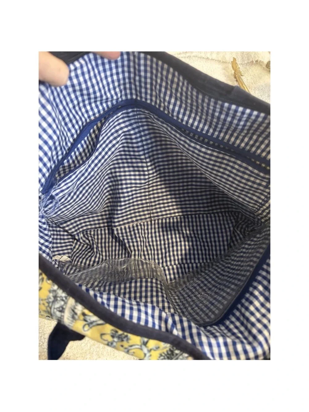 Victorian Cat Toile Tote Bag Yellow & Navy